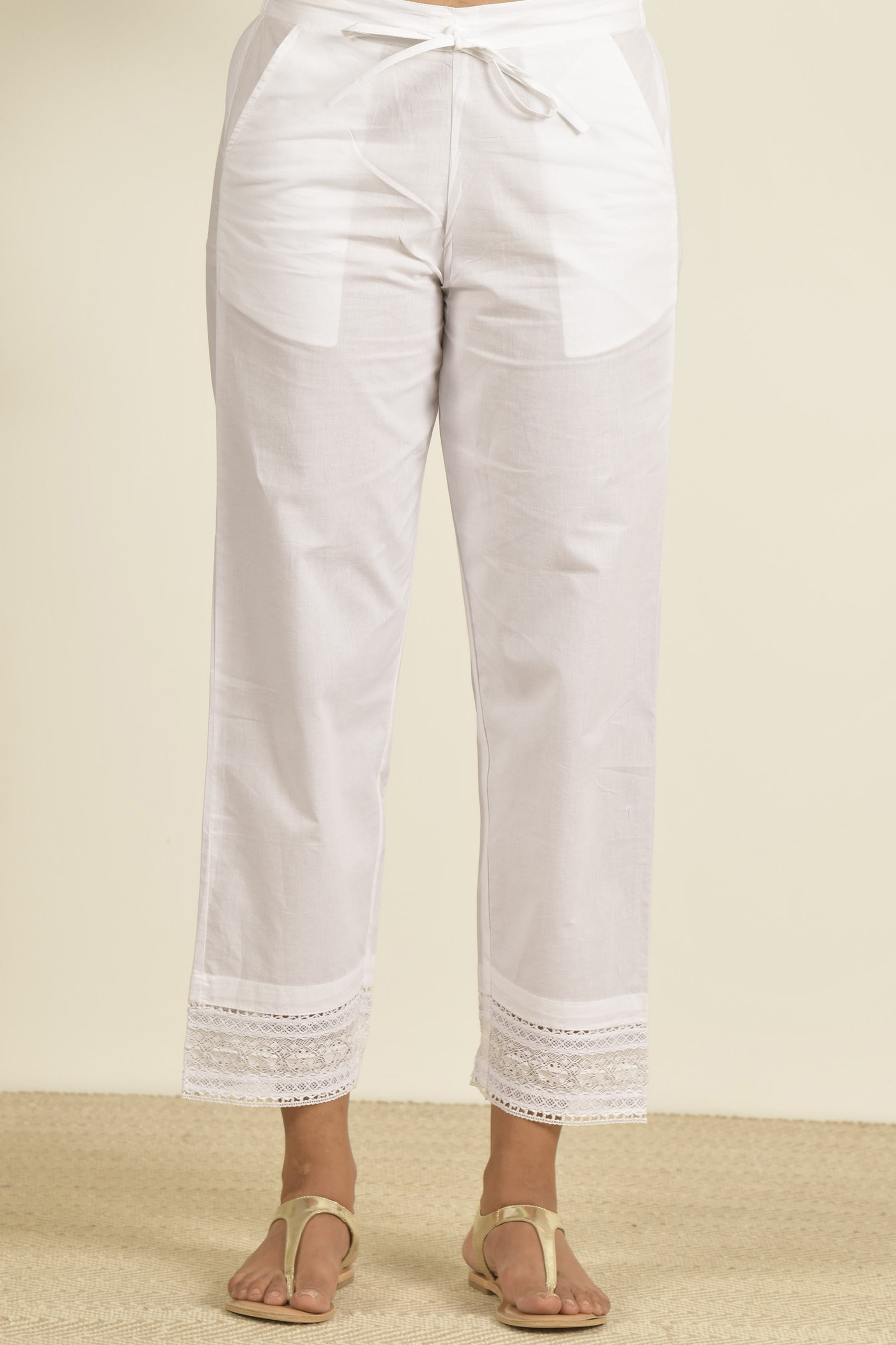 Straight cargo trousers - White - Ladies | H&M IN