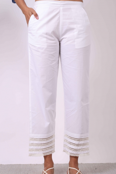 Forever White Cotton Straight Pant
