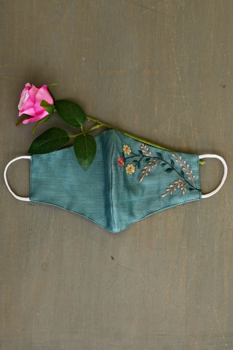 Sea Green Embroidered Mask