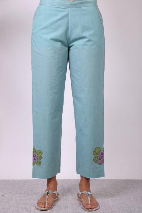 African Violet Cotton Straight Pant
