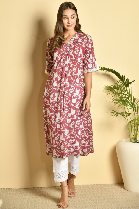 Birds And Bees Voile Kurta