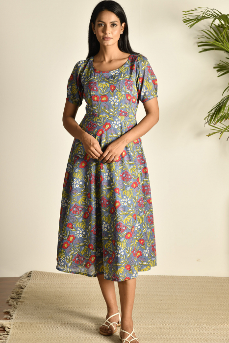 Painted Flowers Voile Dress