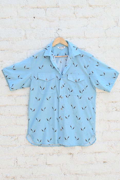 Hornbill Blue African Safari Cotton Shirt - H/S