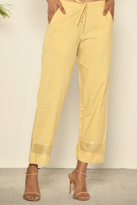 Citron Yellow Cotton Straight Pant