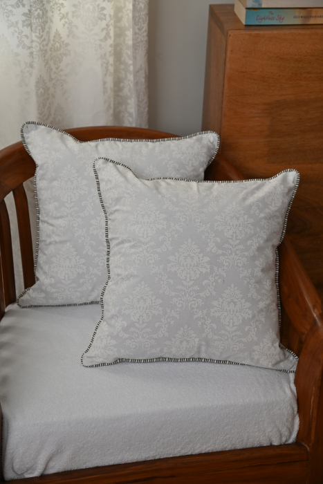 Damask White 16*16 Cushion Cover