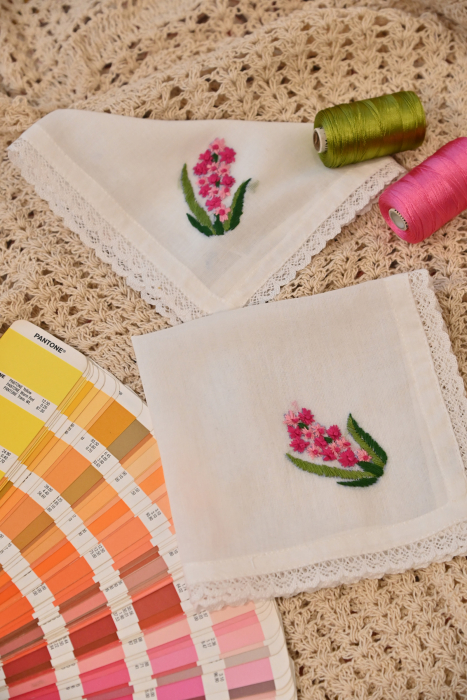 Hyacinth Pink Vintage Handkerchief