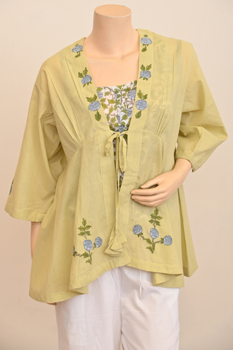 Voile Open Tunic - Green