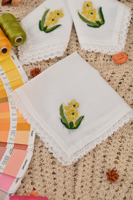 Hyacinth Yellow Vintage Handkerchief