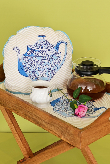 Tea Cosy Set Tea Pot Blue 