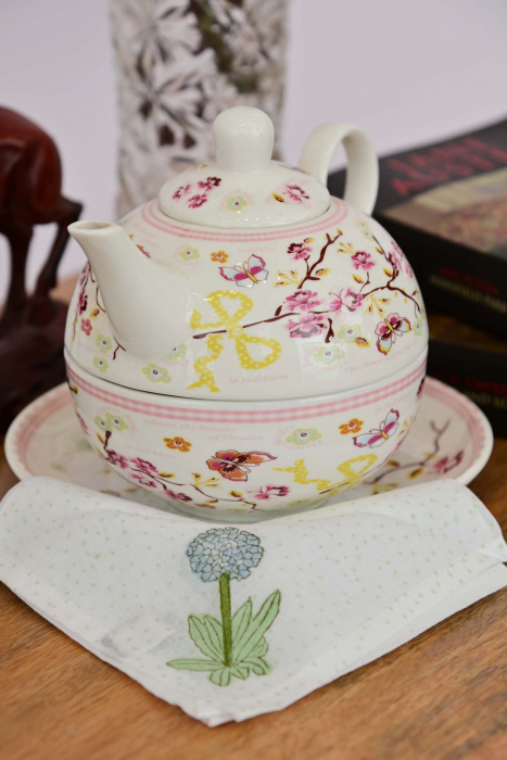 Hydrangea Floral Printed Tea Napkin Set Of 6
