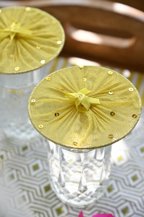 Ring Glass Covers set of-4 Yellow