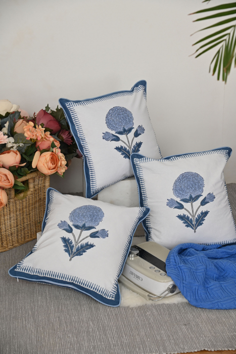 Blue Poppies 16*16 Cushion Cover