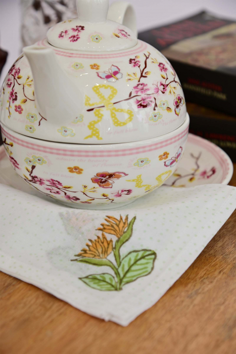 Bird Of Paradise Floral Printed Tea Napkin Set Of 6