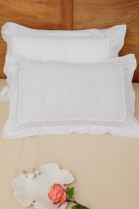 White Lace Pillow Cover Set of  2